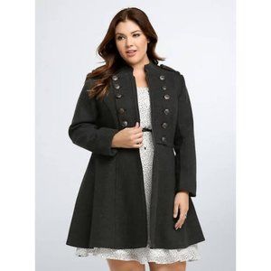 Torrid Long Military Coat - 3X, Charcoal Heather
